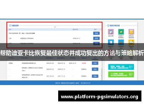 帮助迪亚卡比恢复最佳状态并成功复出的方法与策略解析